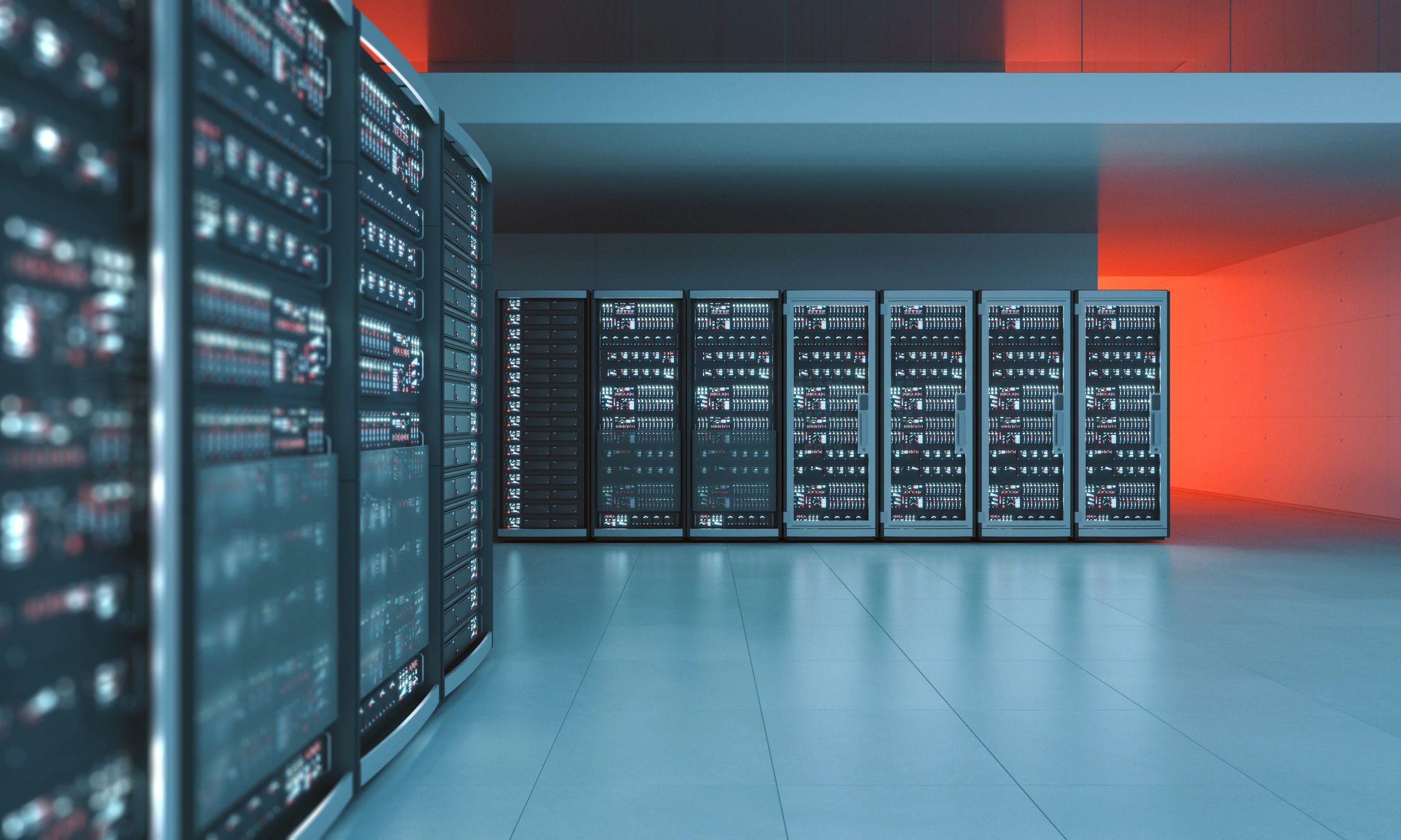 Data center server racks representing operational requirements